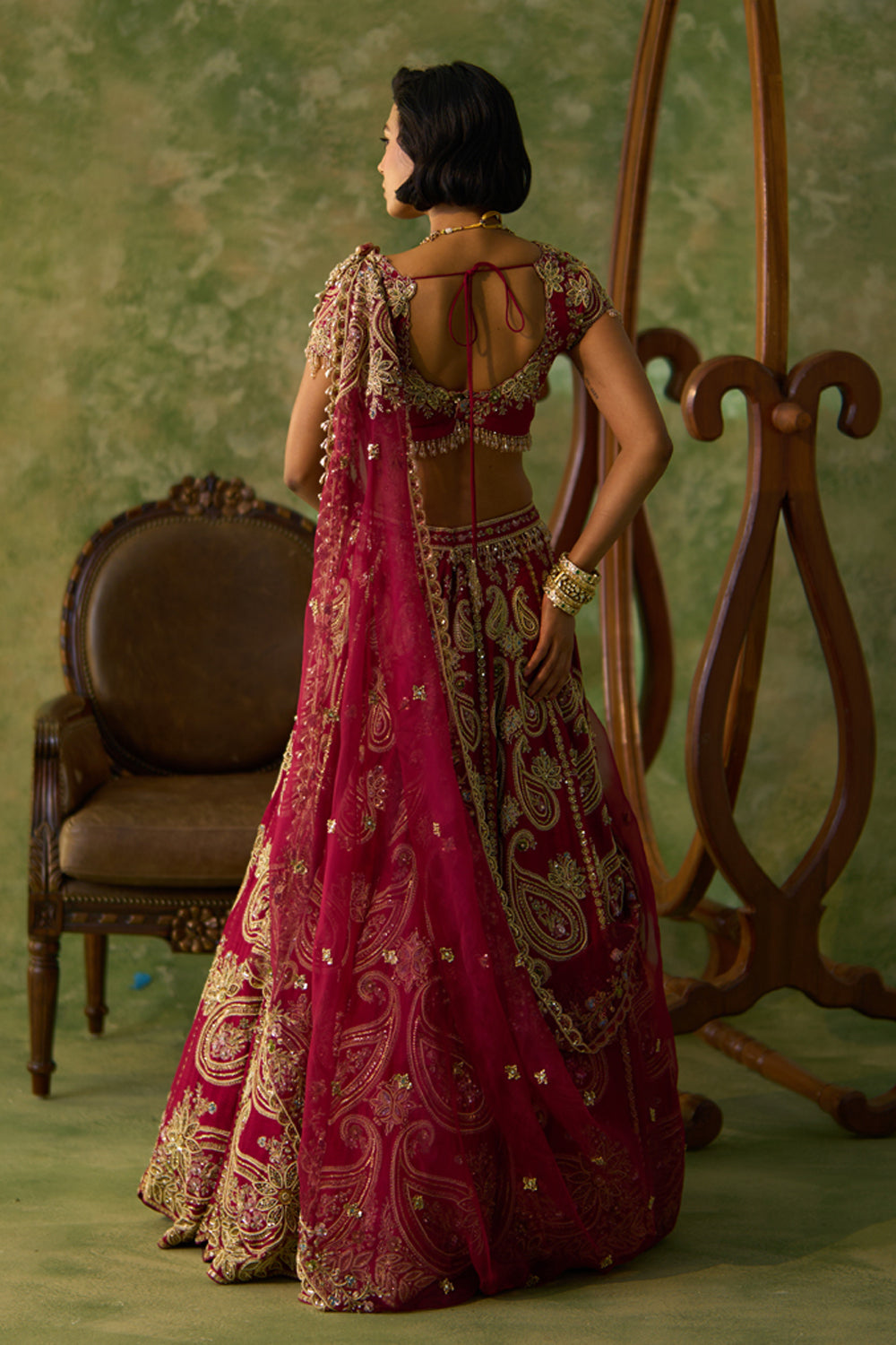 Maroon Paisley Lehenga Set