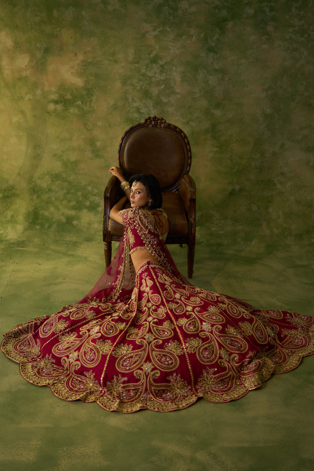 Maroon Paisley Lehenga Set