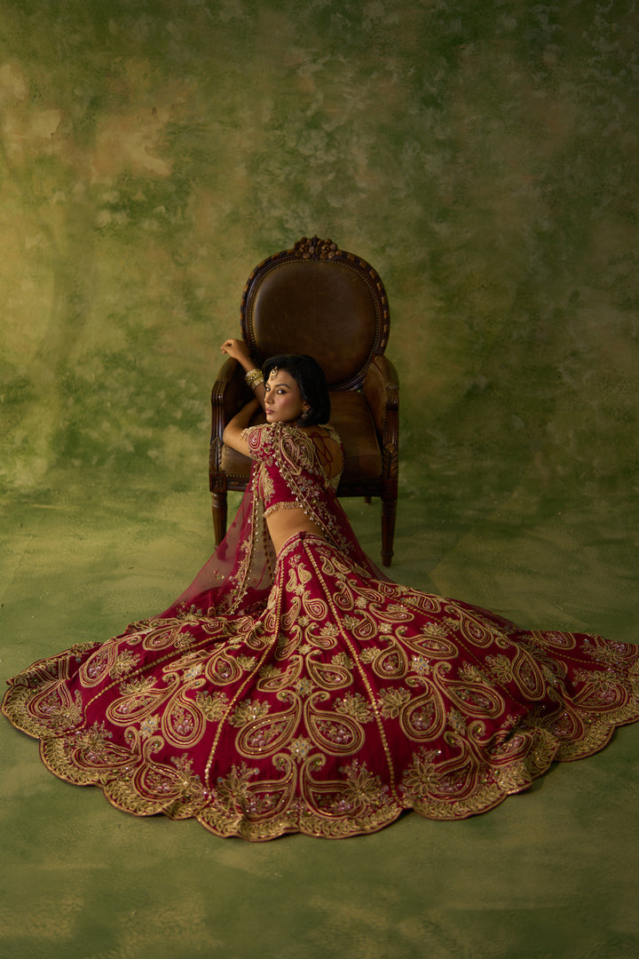 Maroon Paisley Lehenga Set