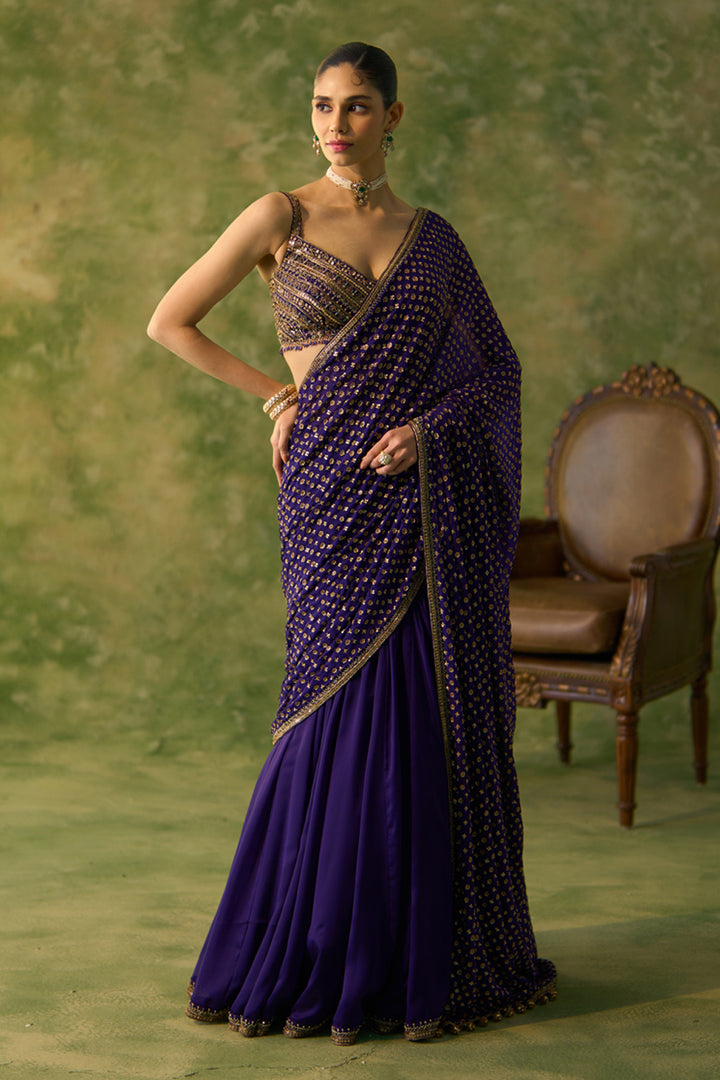 Aubergine Lehenga Saree