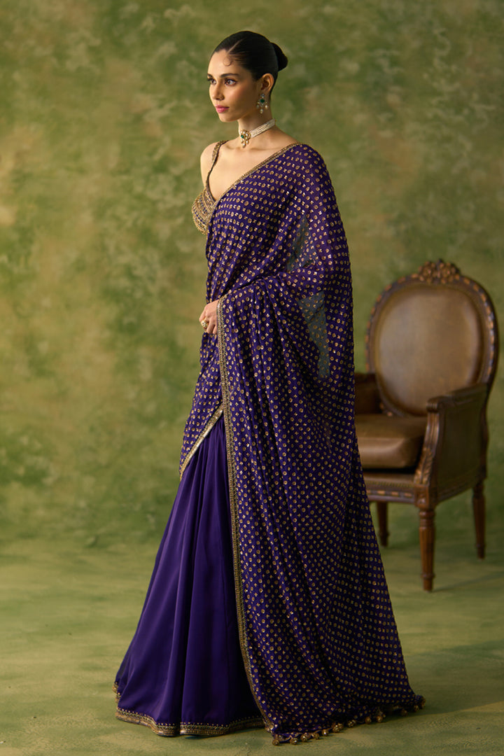 Aubergine Lehenga Saree