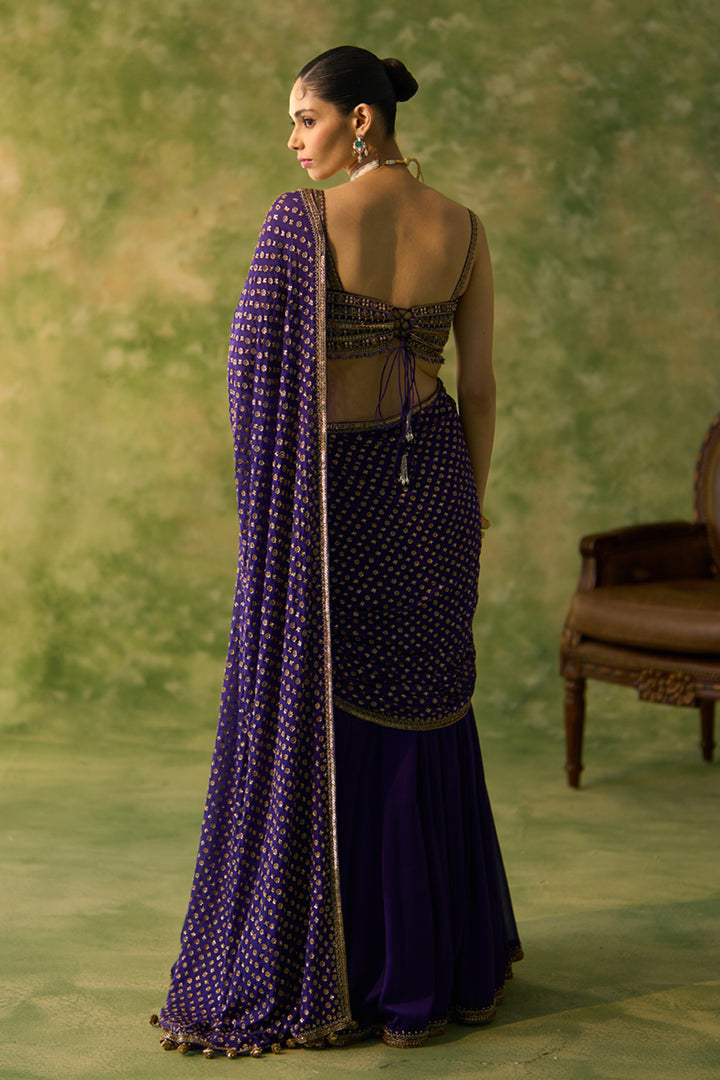 Aubergine Lehenga Saree