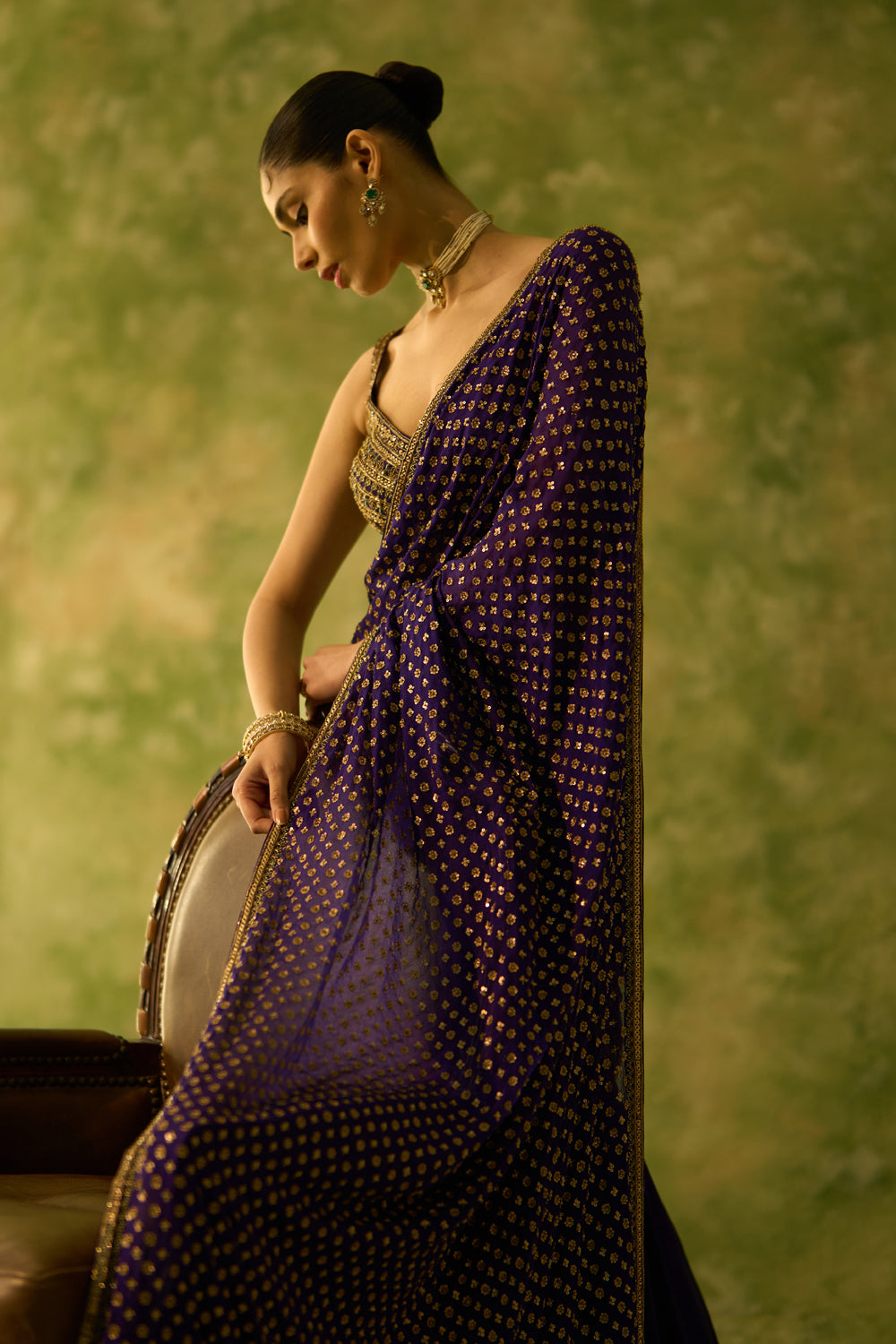 Aubergine Lehenga Saree