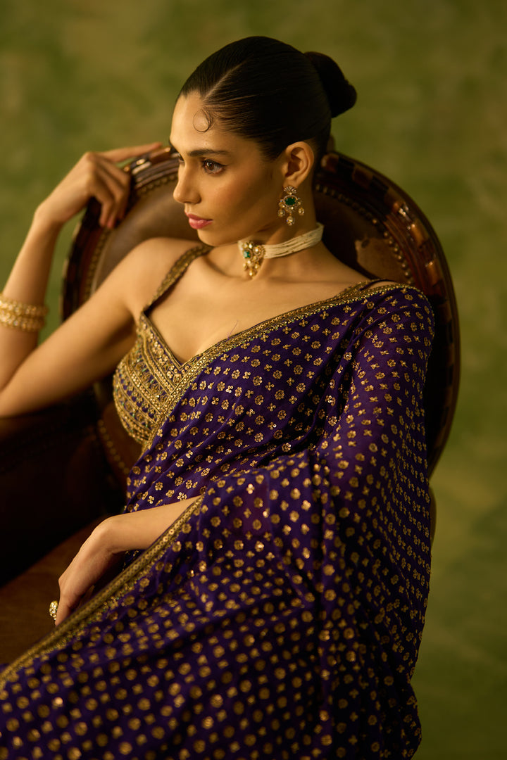 Aubergine Lehenga Saree