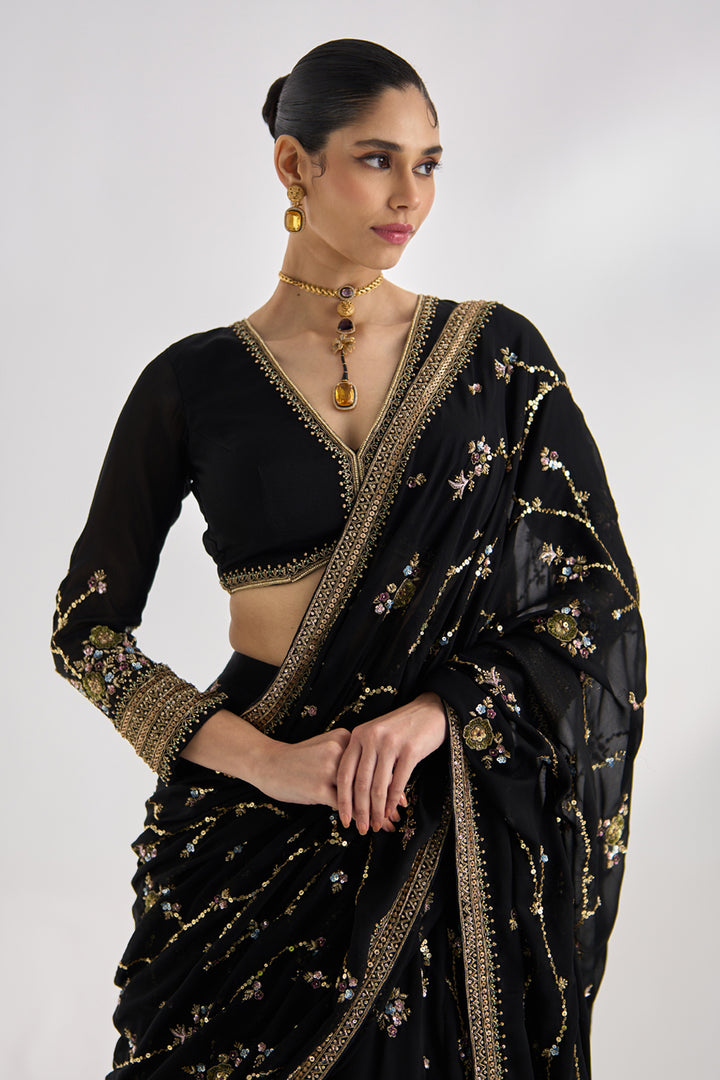 Black Georgette Lehenga Saree