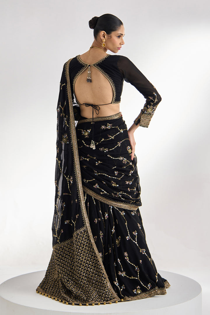 Black Georgette Lehenga Saree