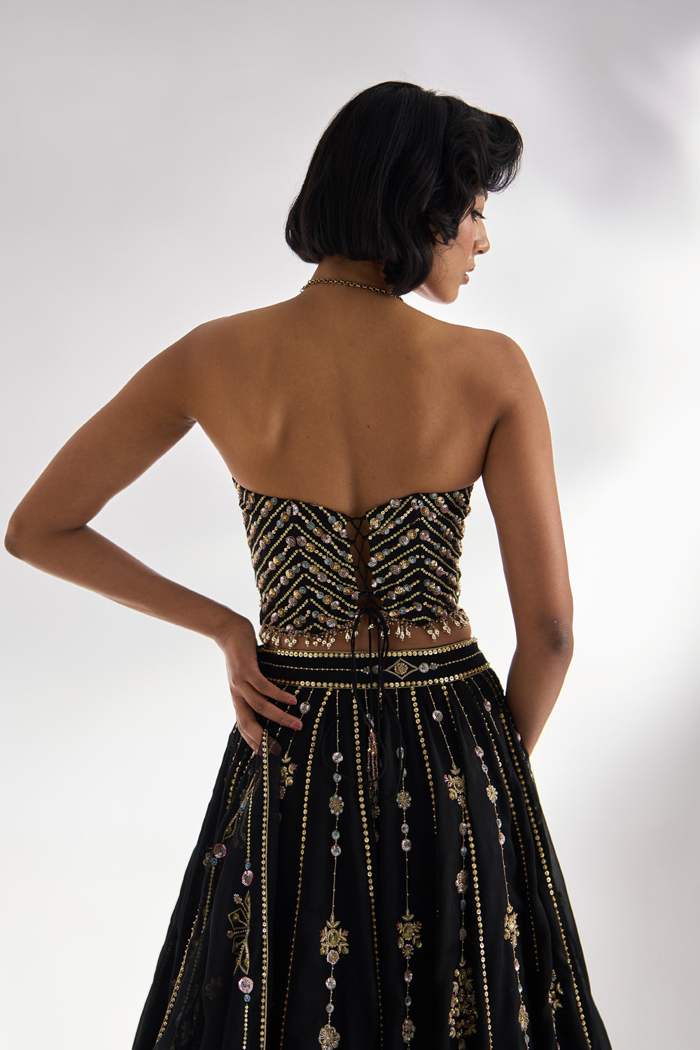 Black Corset Lehenga Set
