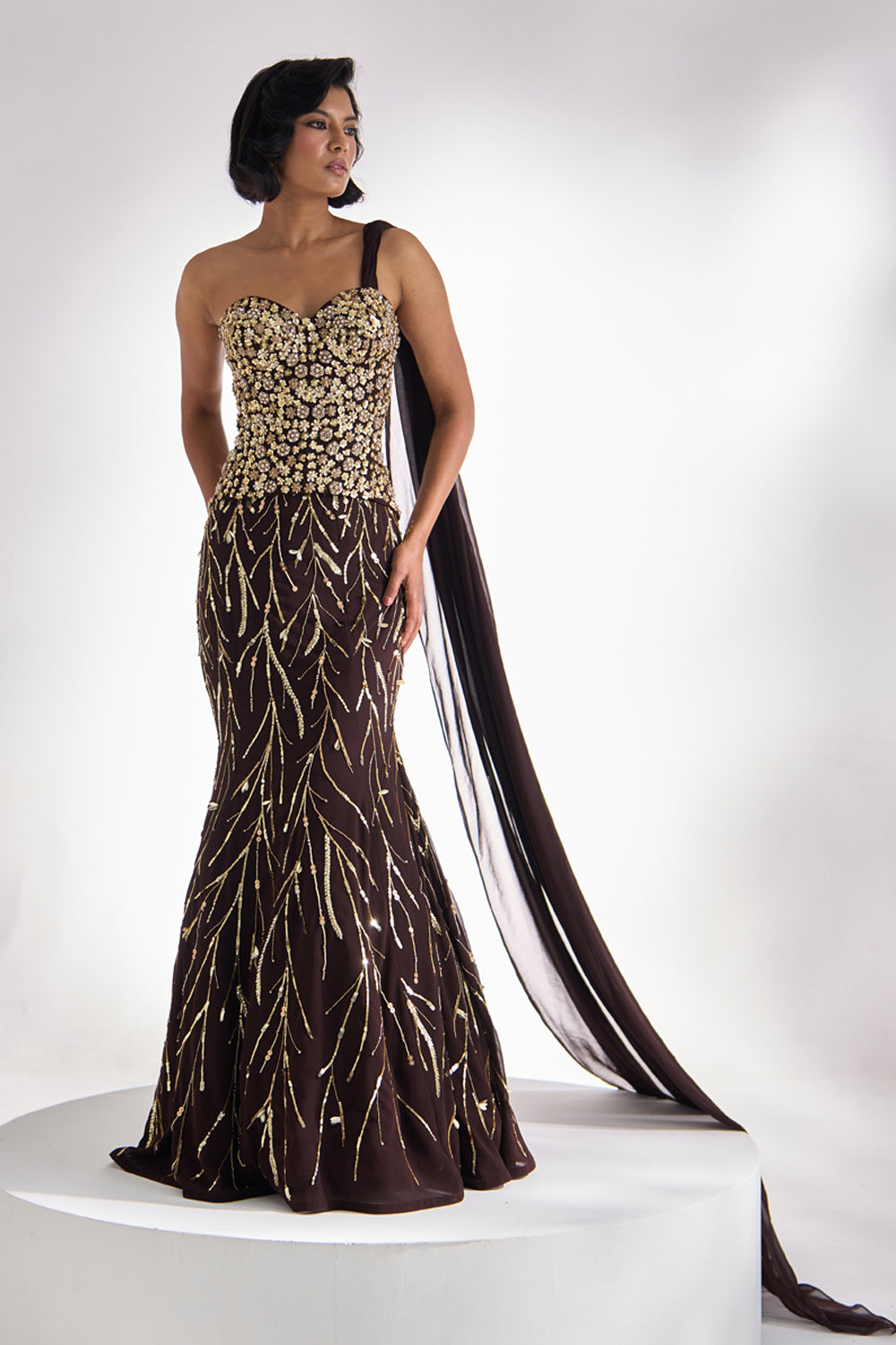 Mocha Brown Corset Skirt Set