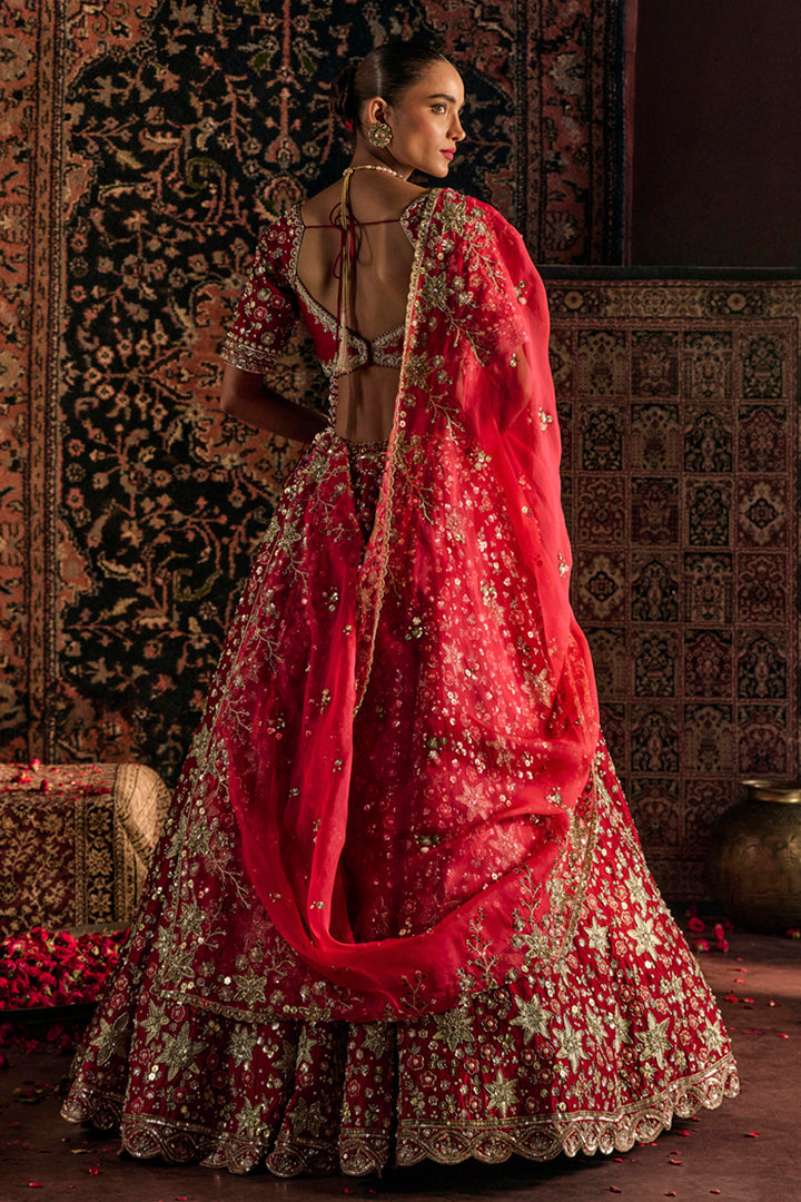 Red Munira Bridal Lehenga Set