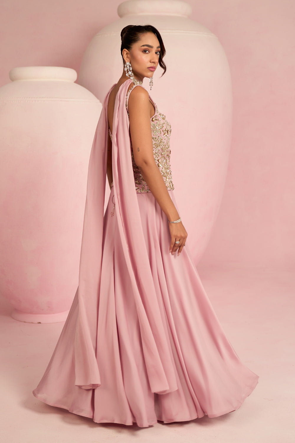 Soft Pink Corset Top & Skirt Set Prevasu Soft Pink Corset Top & Skirt Set Prevasu