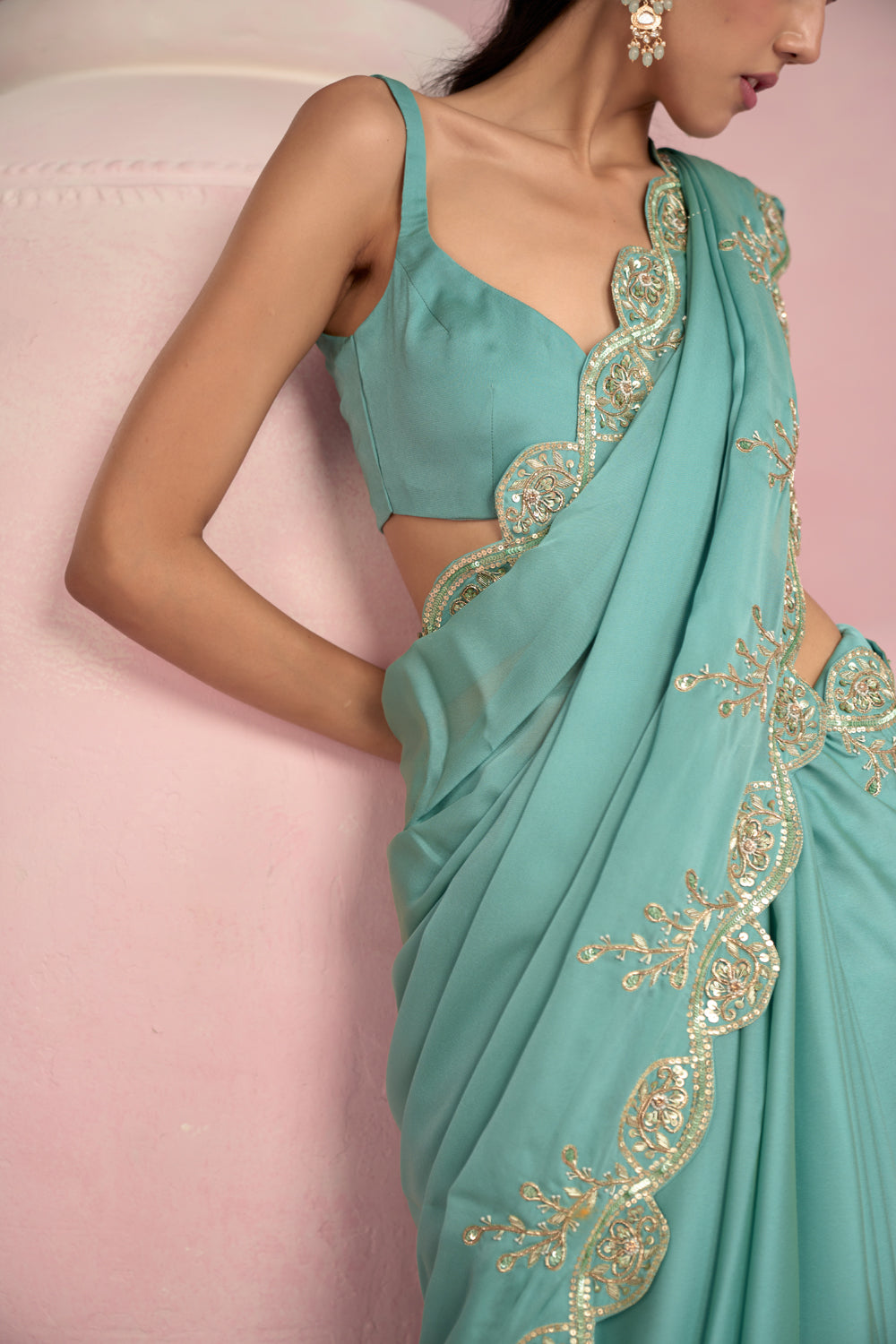Turquoise Blue Saree