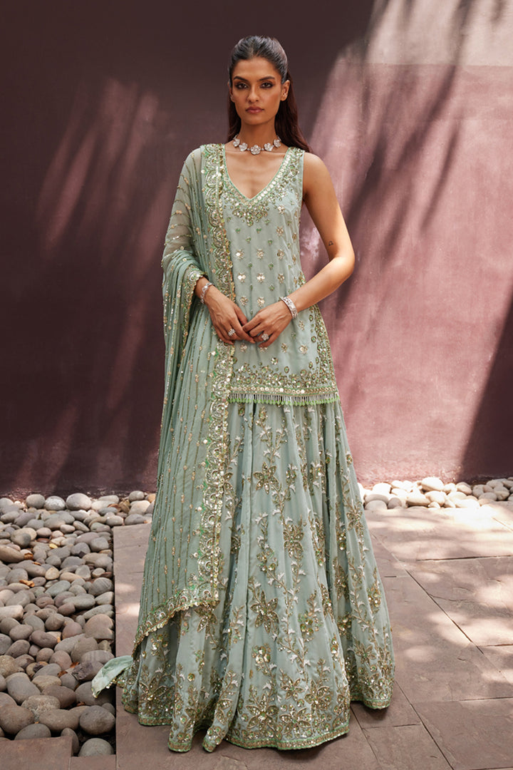 Mint Lehenga Kurti Set