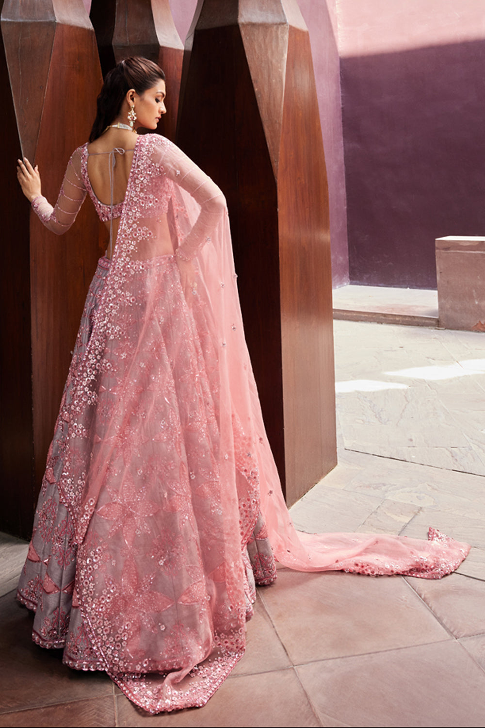 Pink & Grey Lehenga Set